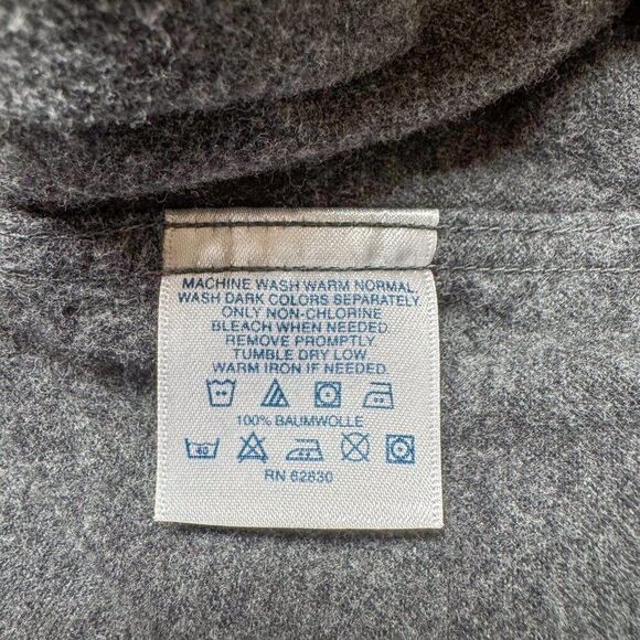 Lands End Flannel Shirt Mens XL Gray Chamois Casual Outdoor Camping Fishing - Picture 9 of 12